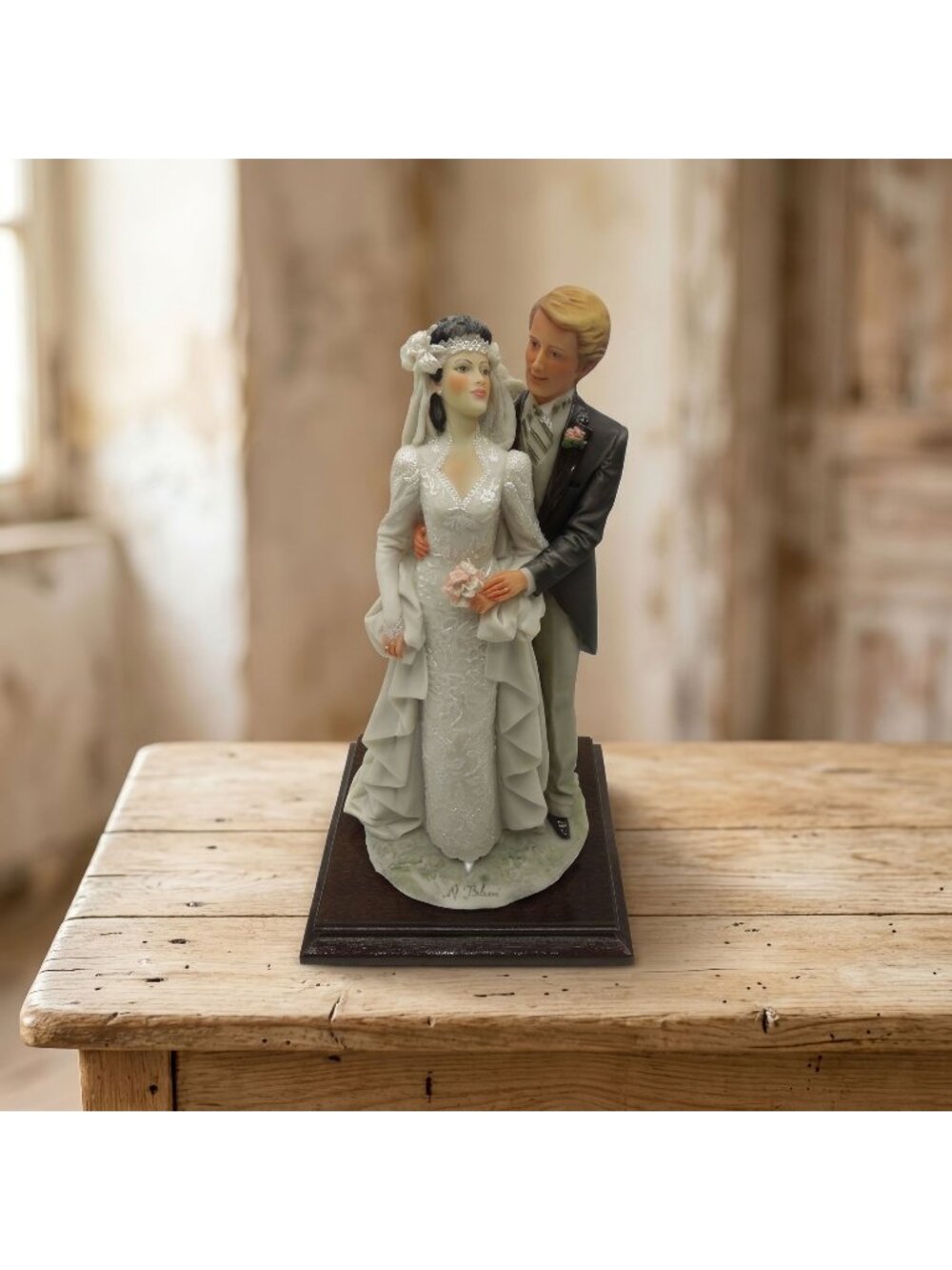Belcari Bride Groom Wedding Figurine 1987 Italy Vintage 11"